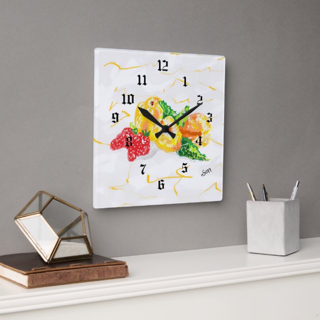 Note Card :  Still Life Of Fruit Square Wall Clock (Office)