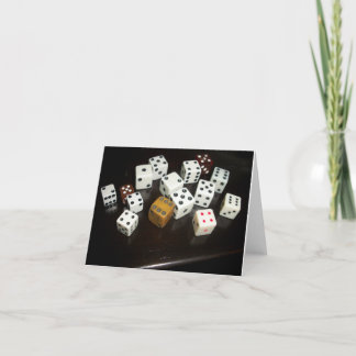 note card with dice