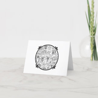 Note Card with Line Drawings Design