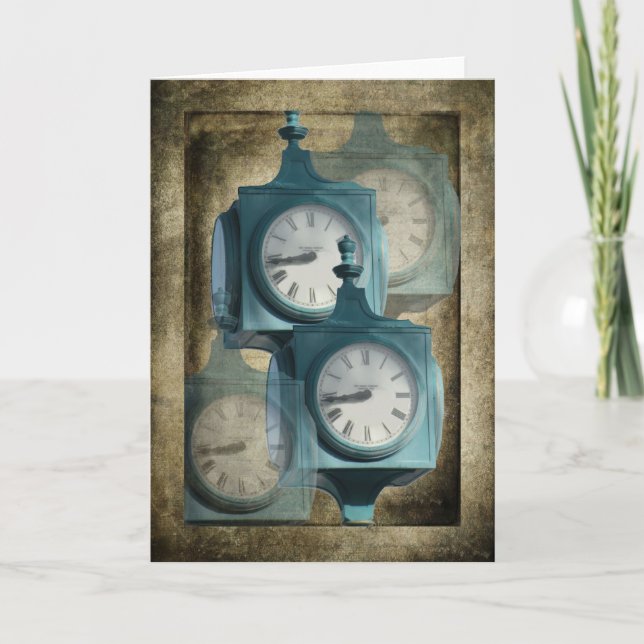 Note Card with Vintage Clocks (Front)