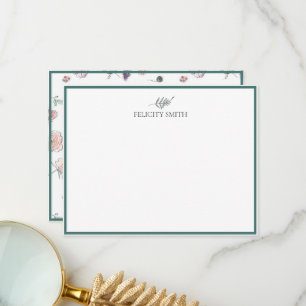 Note Cards Elegant Flat Modern Botanical Add Name