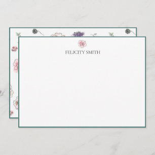 Note Cards Elegant Flat Modern Botanical Flower