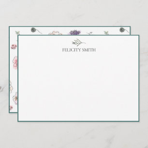 Note Cards Elegant Flat Modern Botanical Foliage