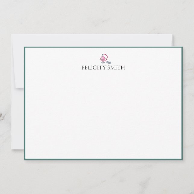 Note Cards Elegant Flat Modern Makeup Girls Green (Front)