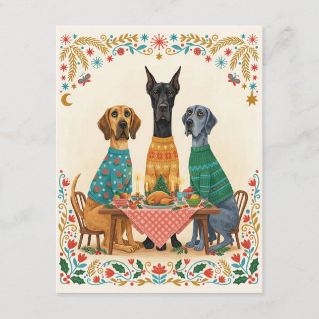 Note Cards Great Dane Christmas table  (Front)