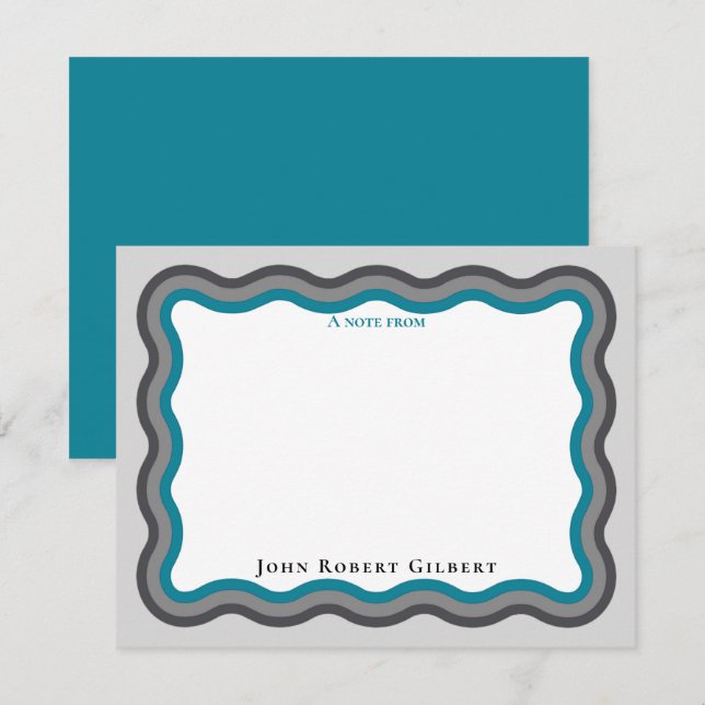 Note Cards Personal Stationery Aqua for Men (Front/Back)