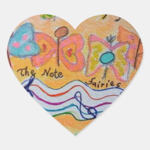 note fairies heart sticker