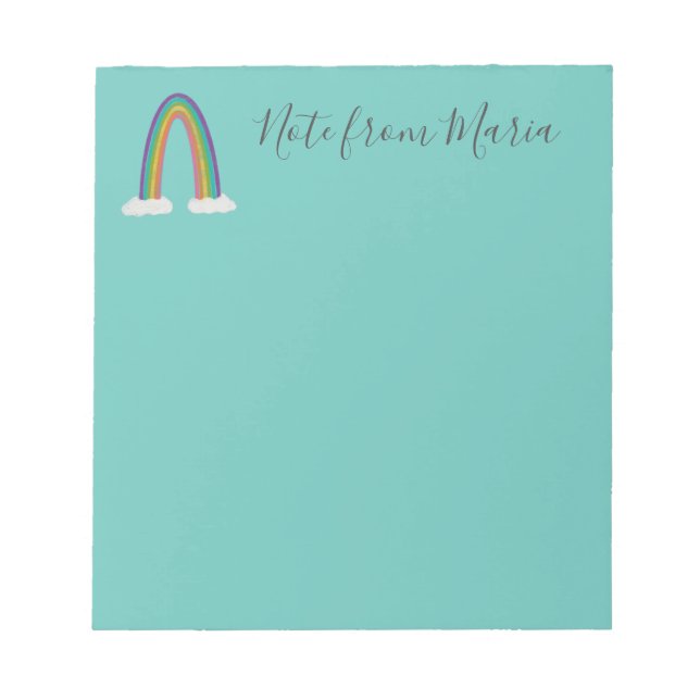 Note From - Personalised Green Blue Notepad  (Front)