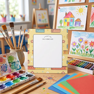 Note from Teacher Ruler Book Pattern Notepad