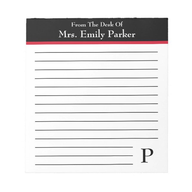 Note From The Desk Of ~ Personalised (Front)