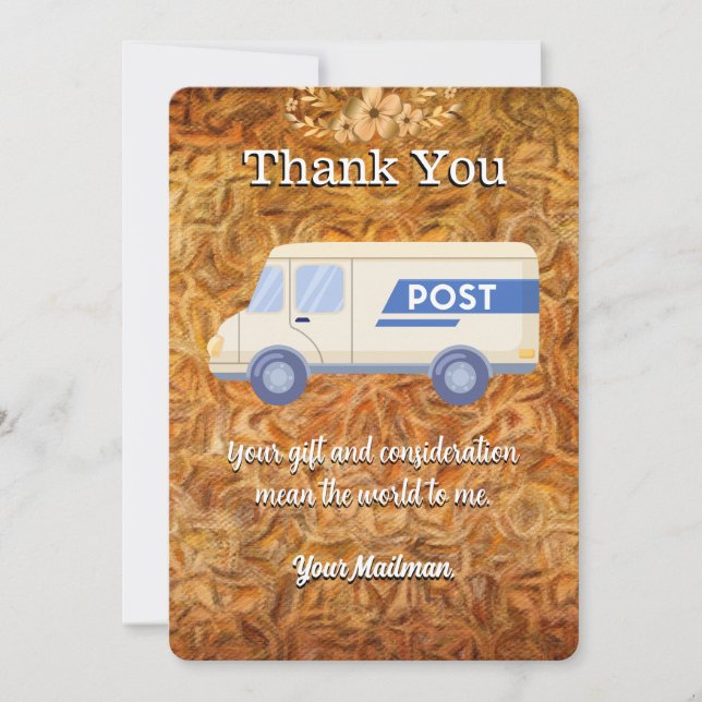 note Letter Carrier Mailman Postal Mail Carrier Thank You Card (Front)