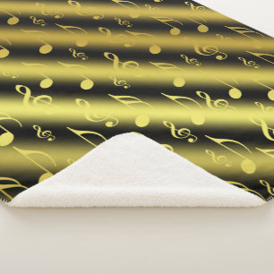 note, music, metal, sheet music, band, clef, gold sherpa blanket