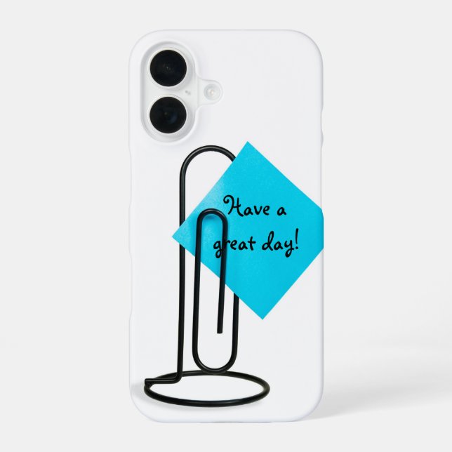 Note On Giant Paper Clip iPhone 16 Case (Back)