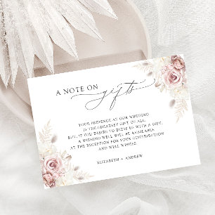 Note On Gifts Blush Floral Wedding Wishing Well Enclosure Card