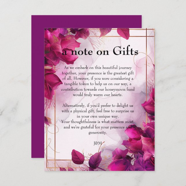 Note on gifts Fuchsia Enchantment: Watercolor  Enclosure Card (Front/Back)