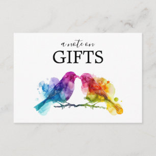 Note on Gifts LGBTQ+  Rainbow Lovebirds Enclosure Card