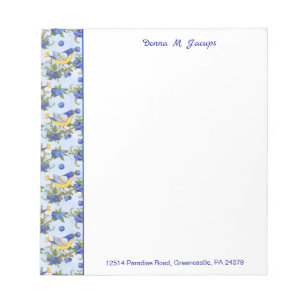 NOTE PAD  Birds Blueberries Blue Yel CUSTOM