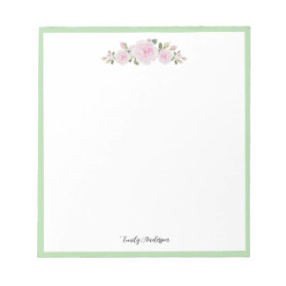 Note Pad with Name Soft Pink Roses