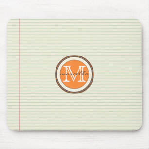 Note Paper Background Orange Monogram Mouse Mat