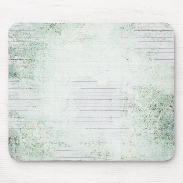 Note Paper Green Floral Mouse Mat (Front)