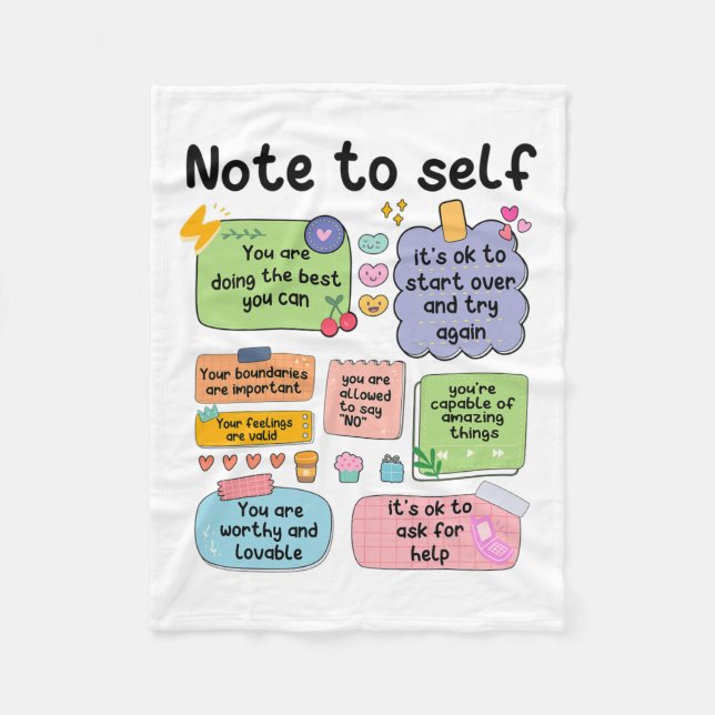 Note To Self Mental Health School Psychologist 1  Fleece Blanket (Front)