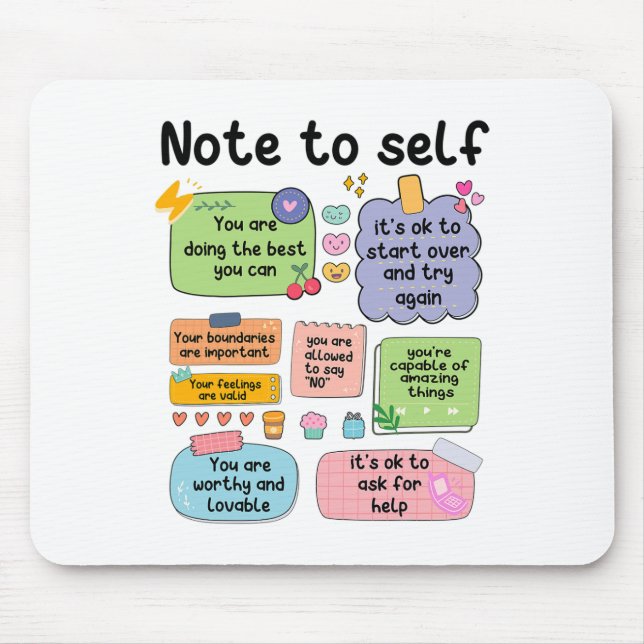Note To Self Mental Health School Psychologist 1  Mouse Mat (Front)