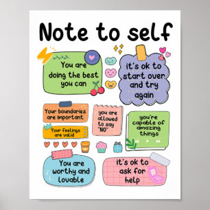 Note To Self Mental Health School Psychologist 1 Poster