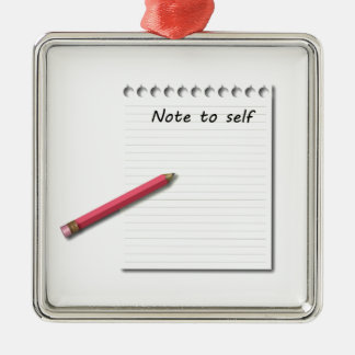 Note to Self paper and pencil Metal Tree Decoration