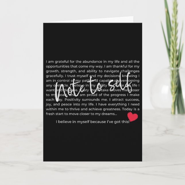 Note To Self, Positive Affirmations, Positive Quot Card (Front)