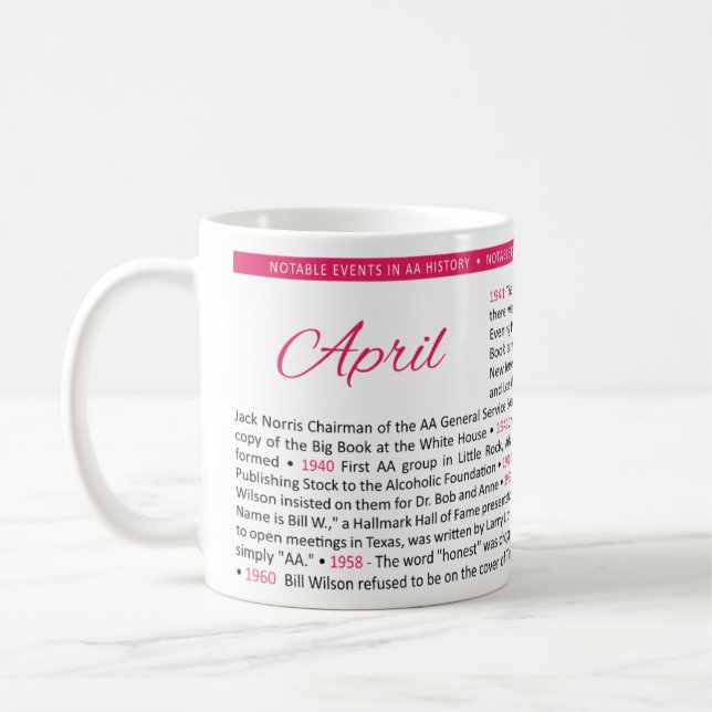 Noteable Events in AA History Mug - April (Left)