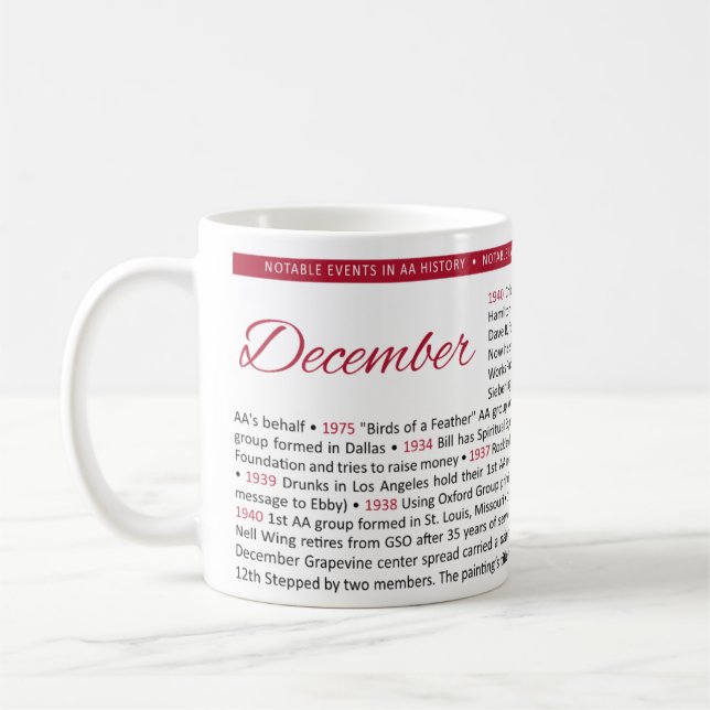 Noteable Events in AA History Mug - December (Left)