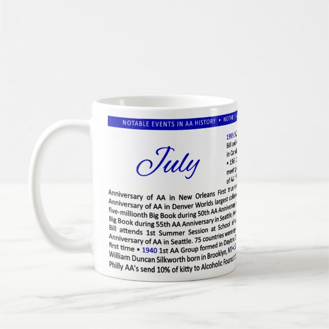 Noteable Events in AA History Mug - July (Left)