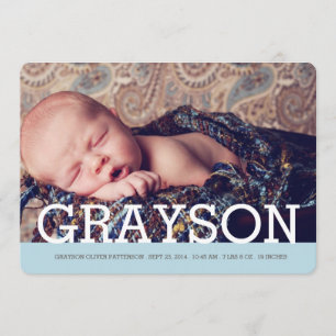 Noteable Name Two Photo Modern Birth Announcement
