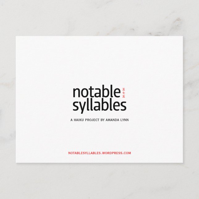 noteable syllables postcard (Front)