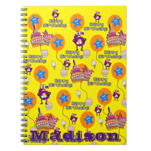 Notebook, #6 Happy 6th Birthday Notes Yellow Notebook