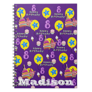 Notebook, #8 Happy 8th Birthday Notes Purple Notebook