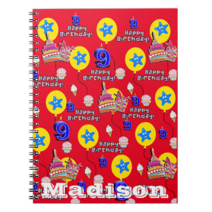 Notebook, #9 Happy 9th Birthday Notes Red Notebook