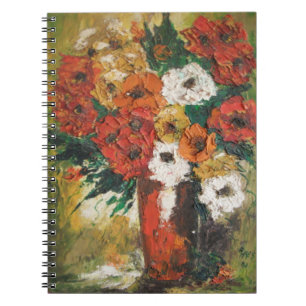 Notebook Ann Hayes Painting Red Flowers Mixed