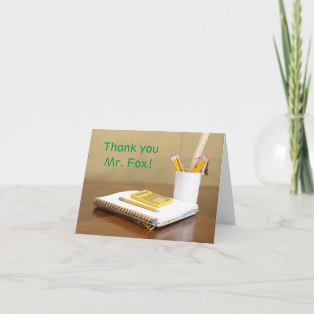Notebook & Calculator Teacher's Appreciation Day  Thank You Card (Front)