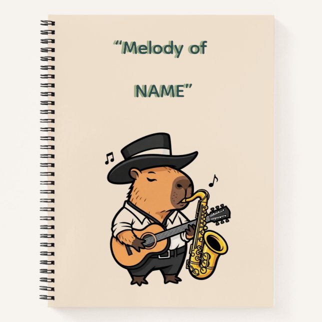  Notebook – Capybara Music Notes  (Front)