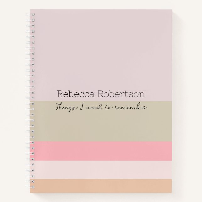 Notebook customable Name, lines of muted colours  (Front)