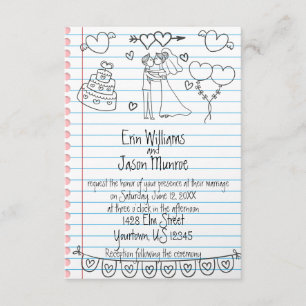 Notebook Doodle Wedding Invitation