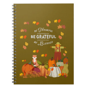 Notebook Fall Autumn Journal Scarecrow Be Grateful