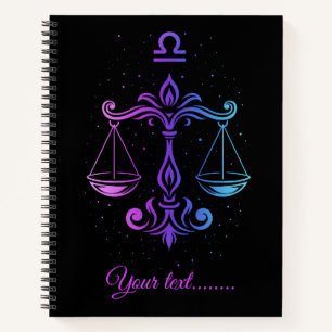 Notebook featuring the Libra zodiac sign.