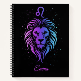 Notebook featuring the lion zodiac sign.