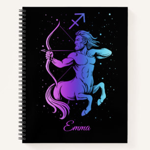 Notebook featuring the Sagittarius zodiac sign.