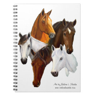 Notebook, Five horse heads, cutout background Notebook