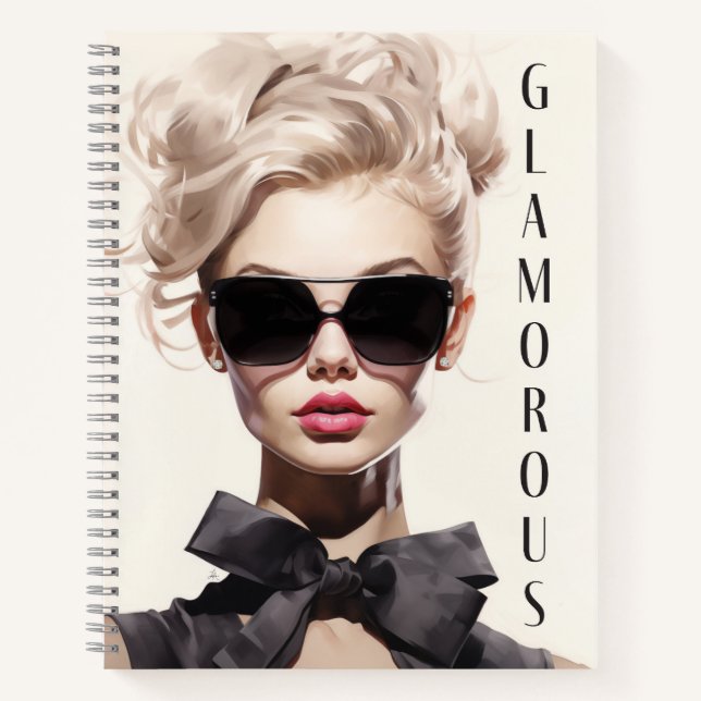 Notebook: Glamourous Fashion Model Black Bow Notebook (Front)