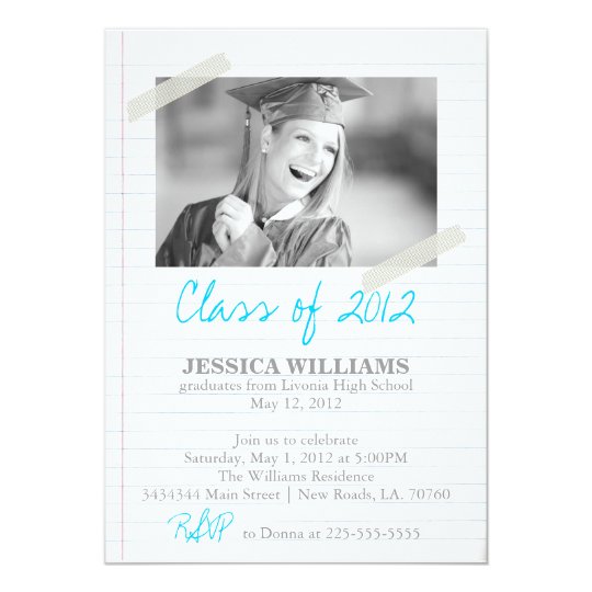 Notebook Graduation Party Card