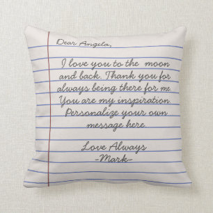 Notebook handwritten love letter or message custom cushion